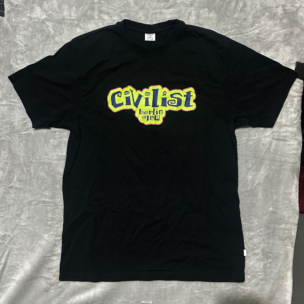 Civilist Berlin Mitte Graphic T-Shirt Mens Medium Black Neon Logo Skate Tee